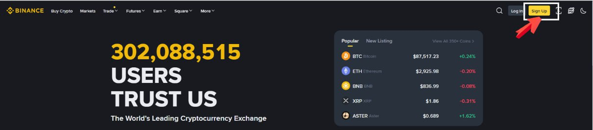 Register on Binance